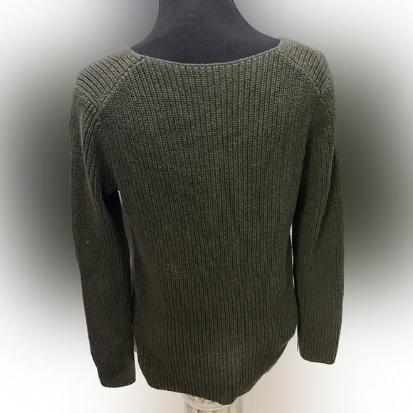 J.Crew Mercantile army Green V-neck knit cotton sweater XS oversized - Picture 2 of 7